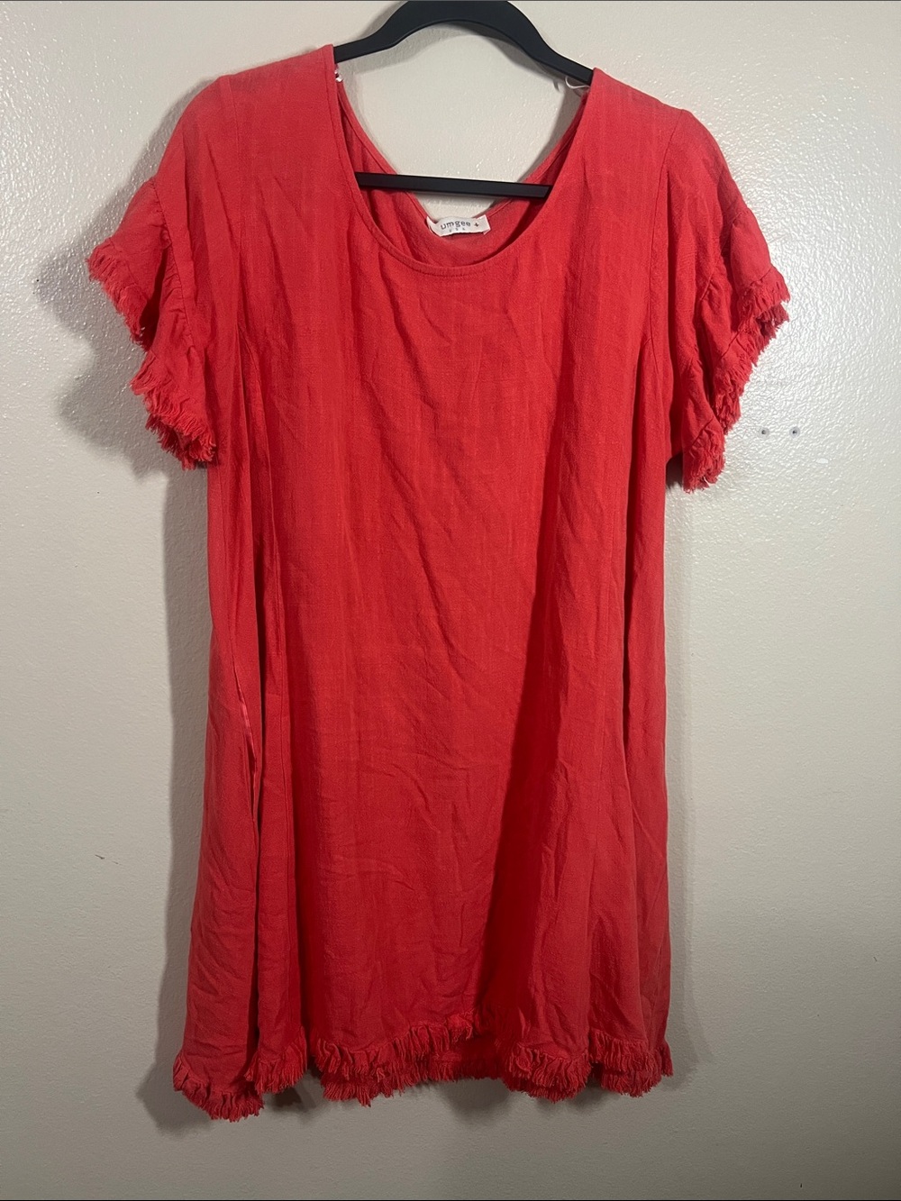 Umgee Coral Fringe Short Sleeve dress